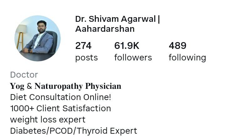 Dr. Shivam Agarwal, BNYS, founder of Aahardarshan